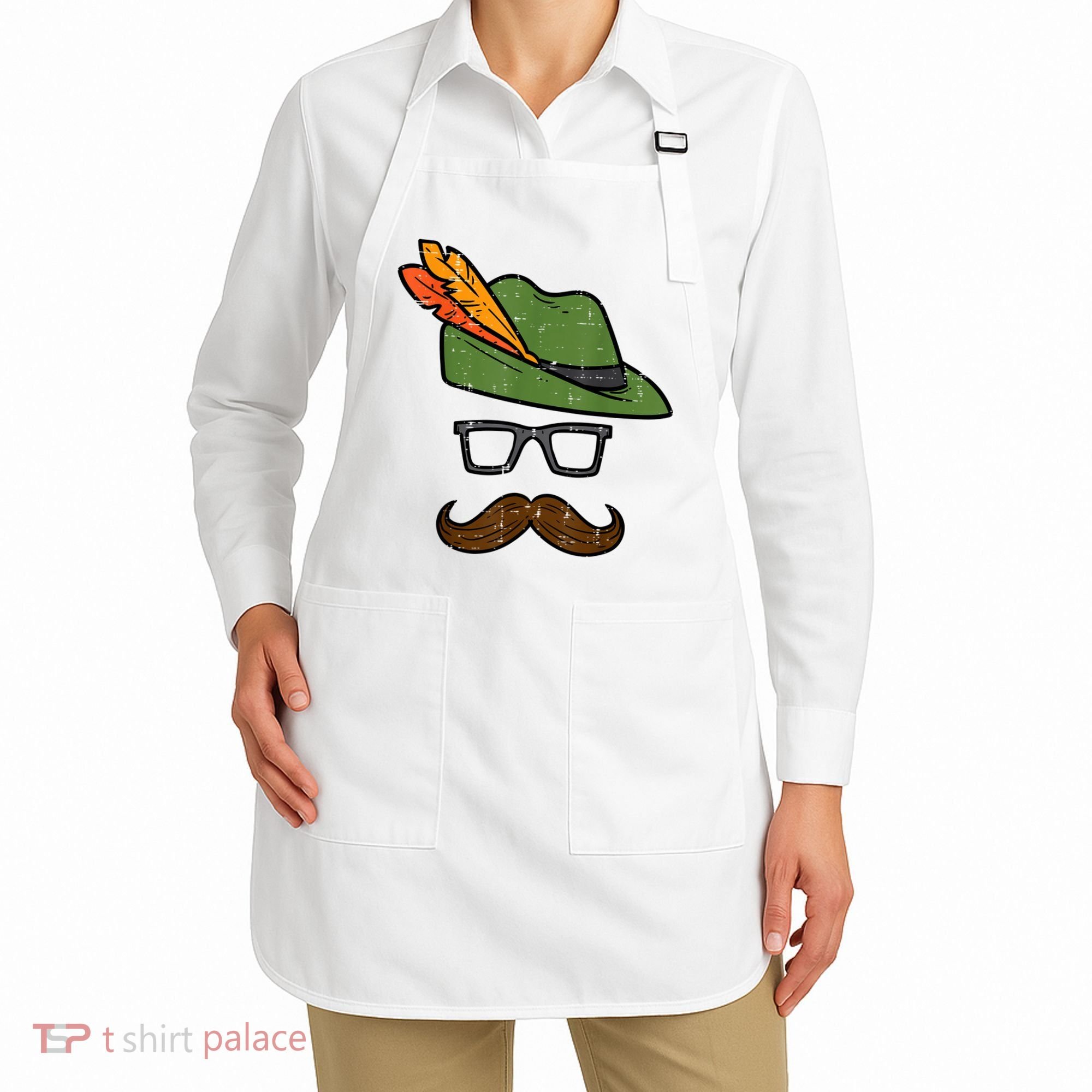 German Hat Mustache Costume Bavarian Oktoberfest Apron