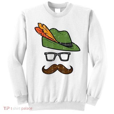 German Hat Mustache Costume Bavarian Oktoberfest Sweatshirt