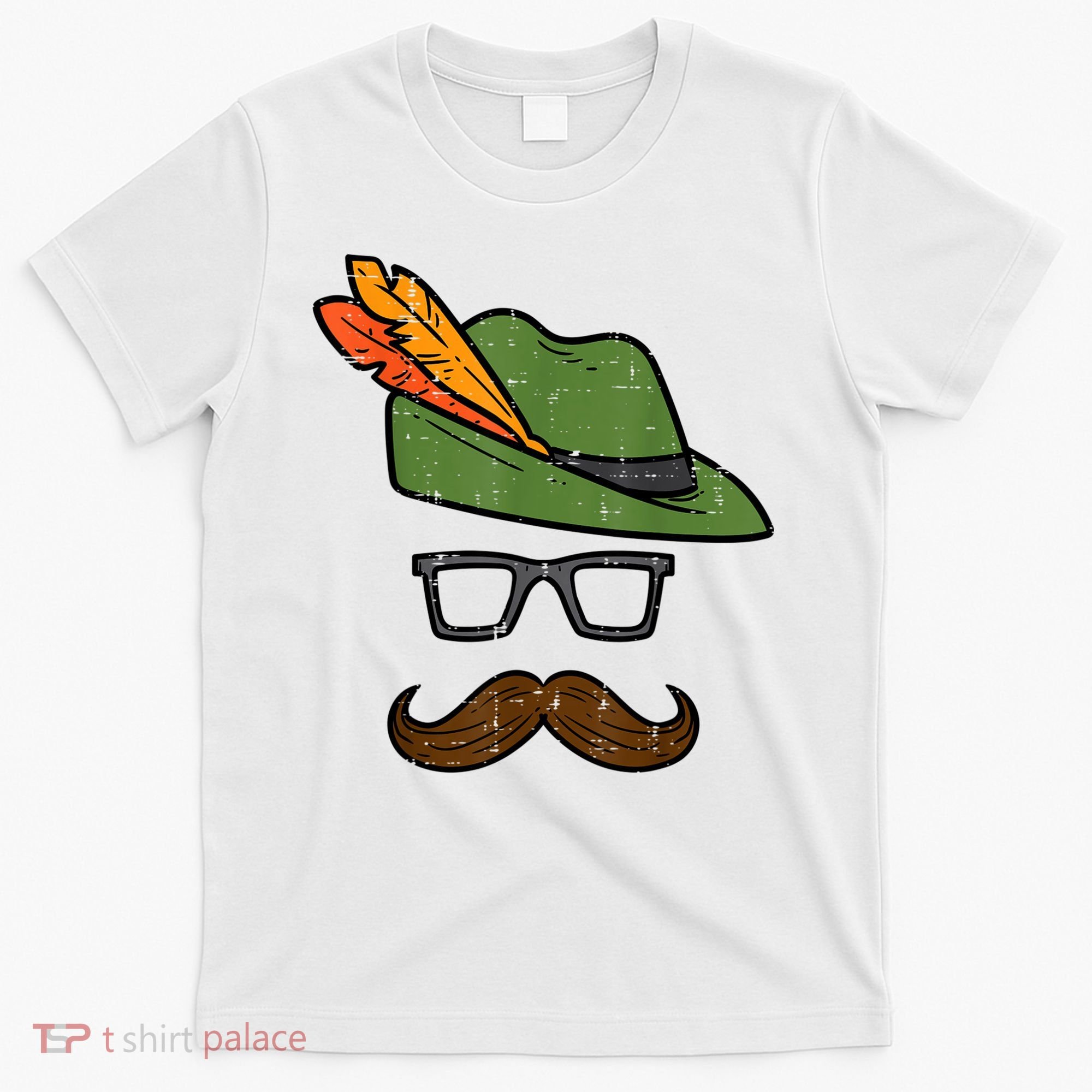 German Hat Mustache Costume Bavarian Oktoberfest T-Shirt