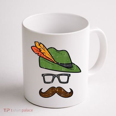 German Hat Mustache Costume Bavarian Oktoberfest Coffee Mug back