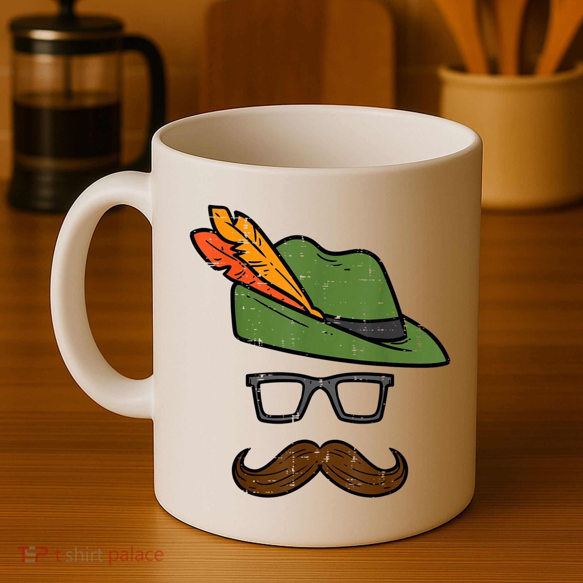German Hat Mustache Costume Bavarian Oktoberfest Coffee Mug