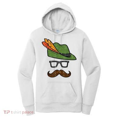 German Hat Mustache Costume Bavarian Oktoberfest Women's Hoodie