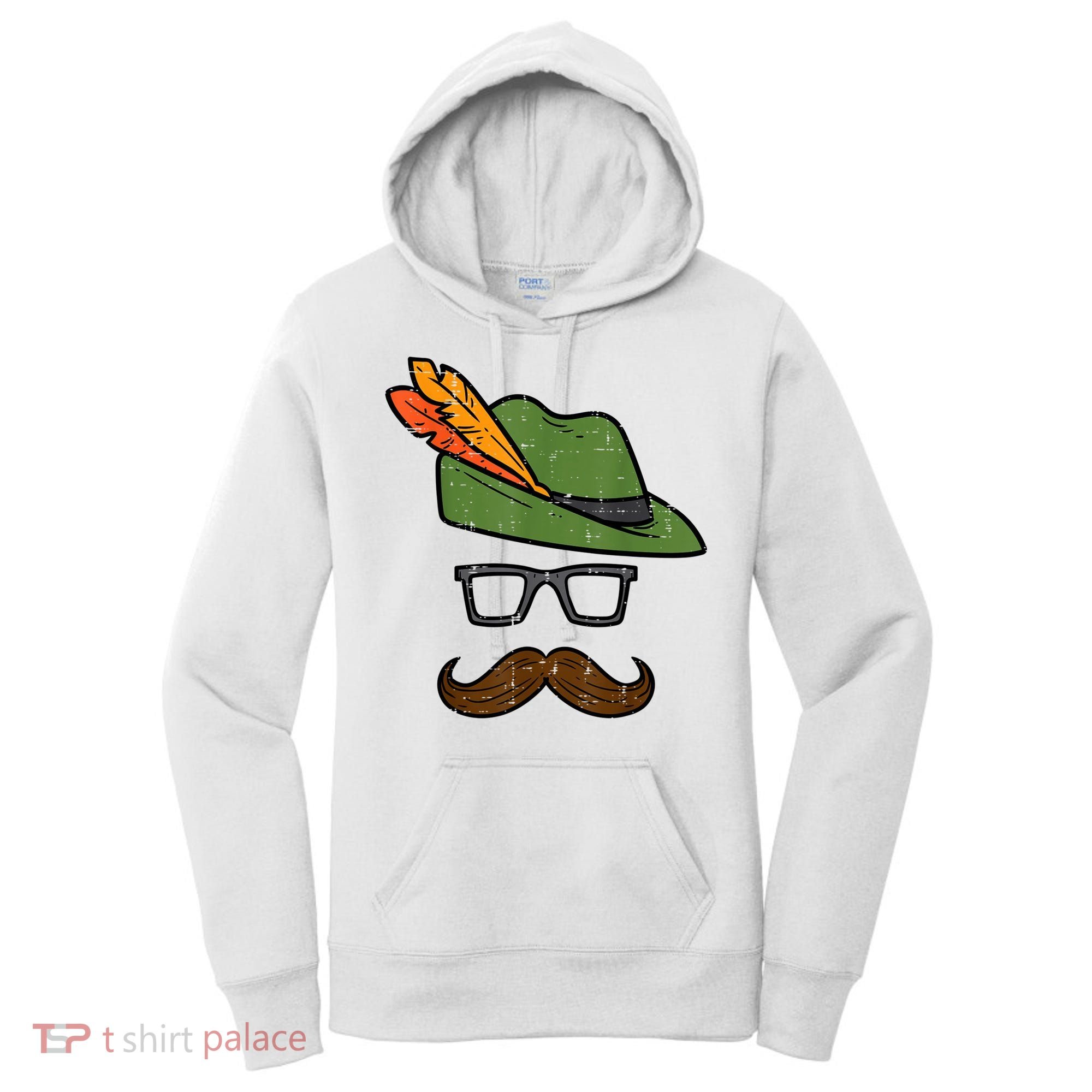German Hat Mustache Costume Bavarian Oktoberfest Women's Hoodie