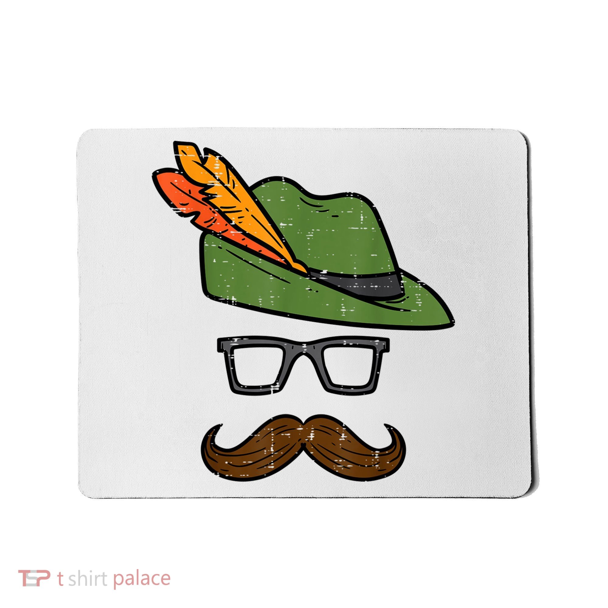 German Hat Mustache Costume Bavarian Oktoberfest Mousepad