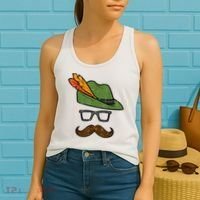 German Hat Mustache Costume Bavarian Oktoberfest Women's Tank Top thumb 2
