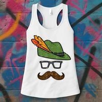 German Hat Mustache Costume Bavarian Oktoberfest Women's Tank Top thumb 3