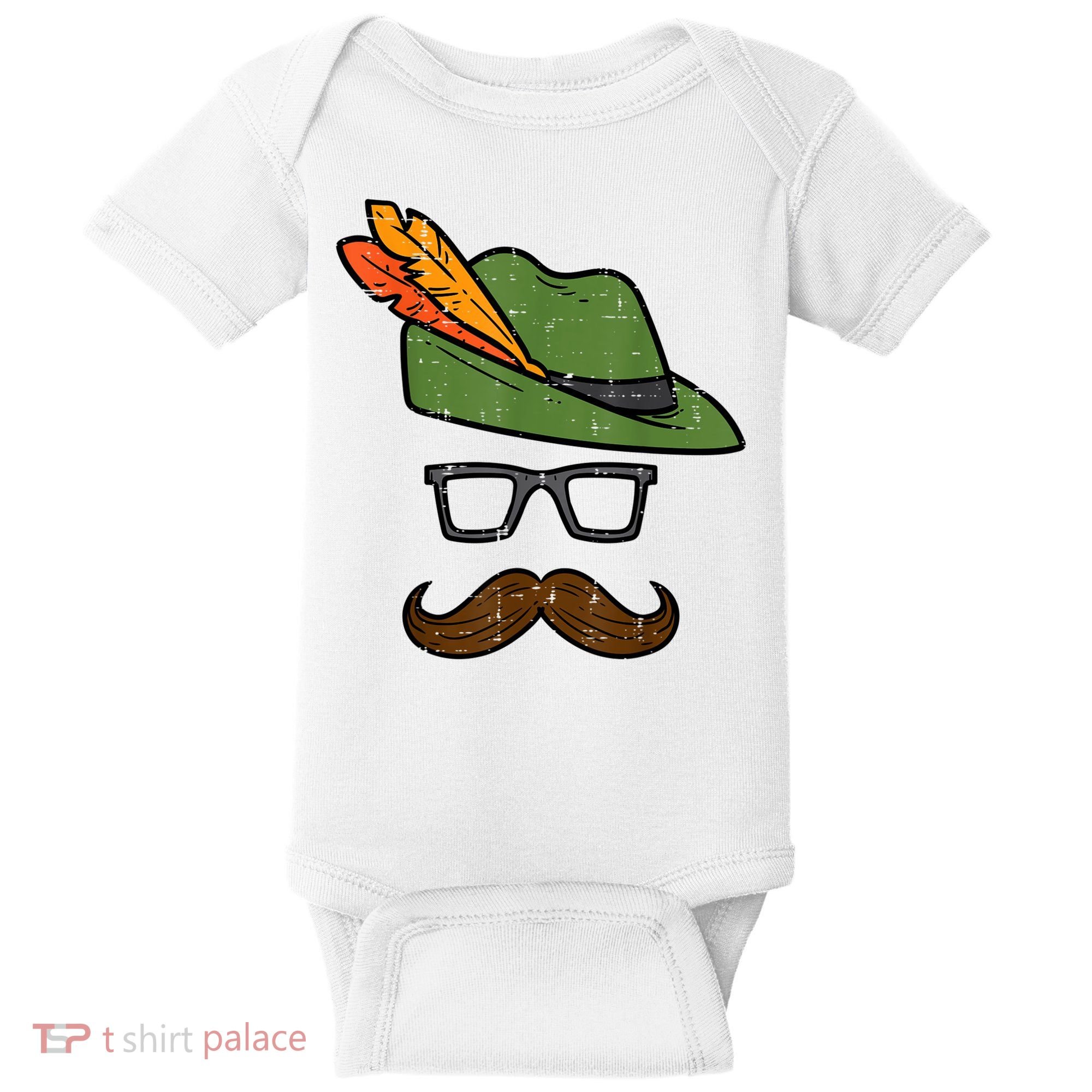 German Hat Mustache Costume Bavarian Oktoberfest Baby Bodysuit