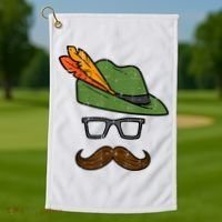 German Hat Mustache Costume Bavarian Oktoberfest Golf Towel thumb 1