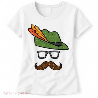 German Hat Mustache Costume Bavarian Oktoberfest Women's T-Shirt