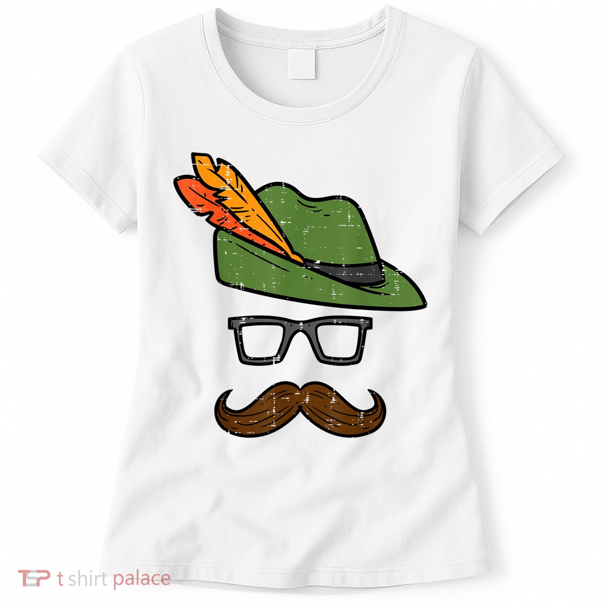 German Hat Mustache Costume Bavarian Oktoberfest Women's T-Shirt