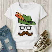 German Hat Mustache Costume Bavarian Oktoberfest Women's T-Shirt thumb 3