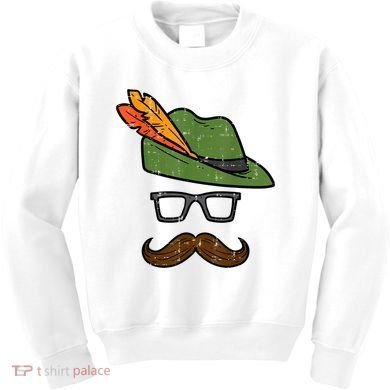 German Hat Mustache Costume Bavarian Oktoberfest Kids Sweatshirt