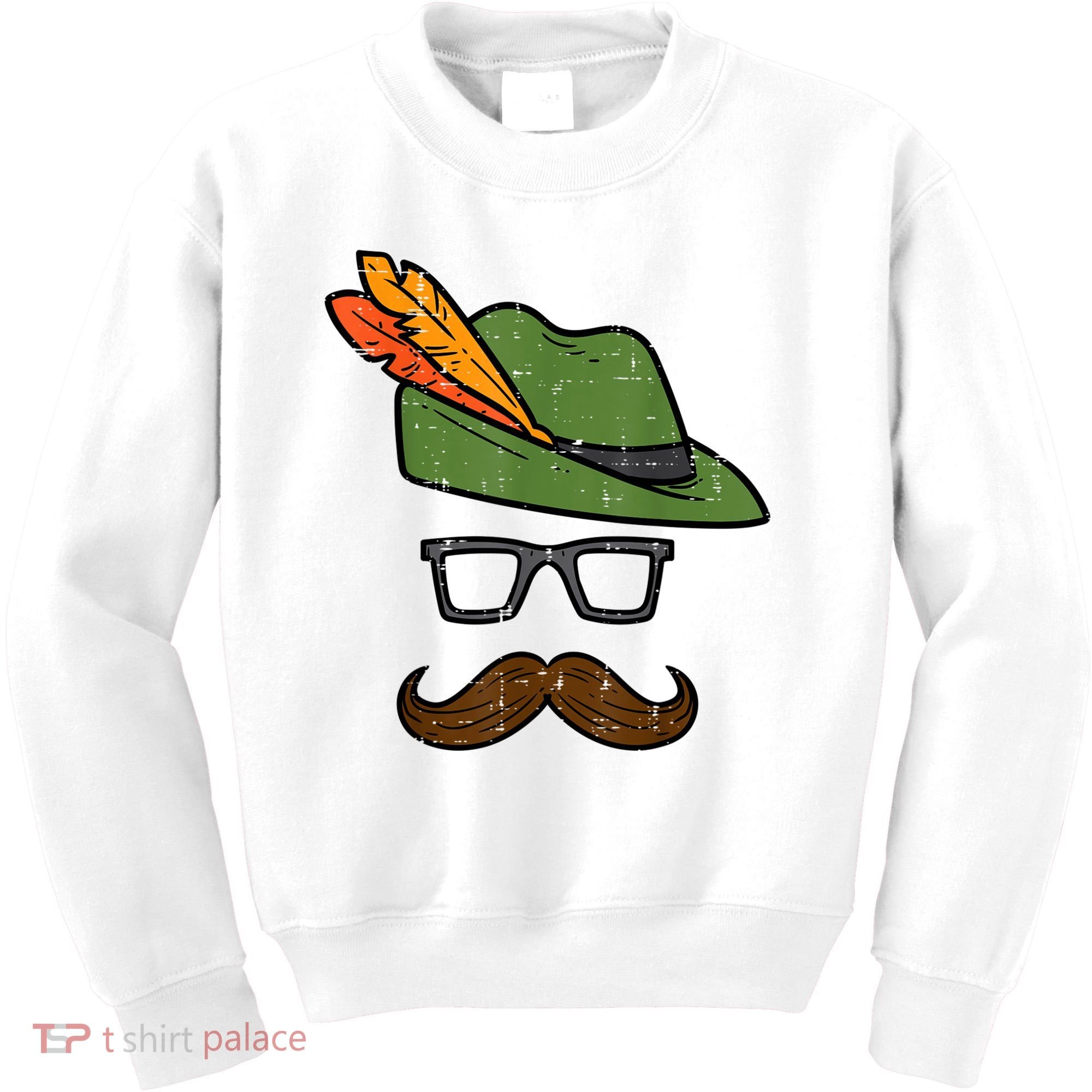 German Hat Mustache Costume Bavarian Oktoberfest Kids Sweatshirt