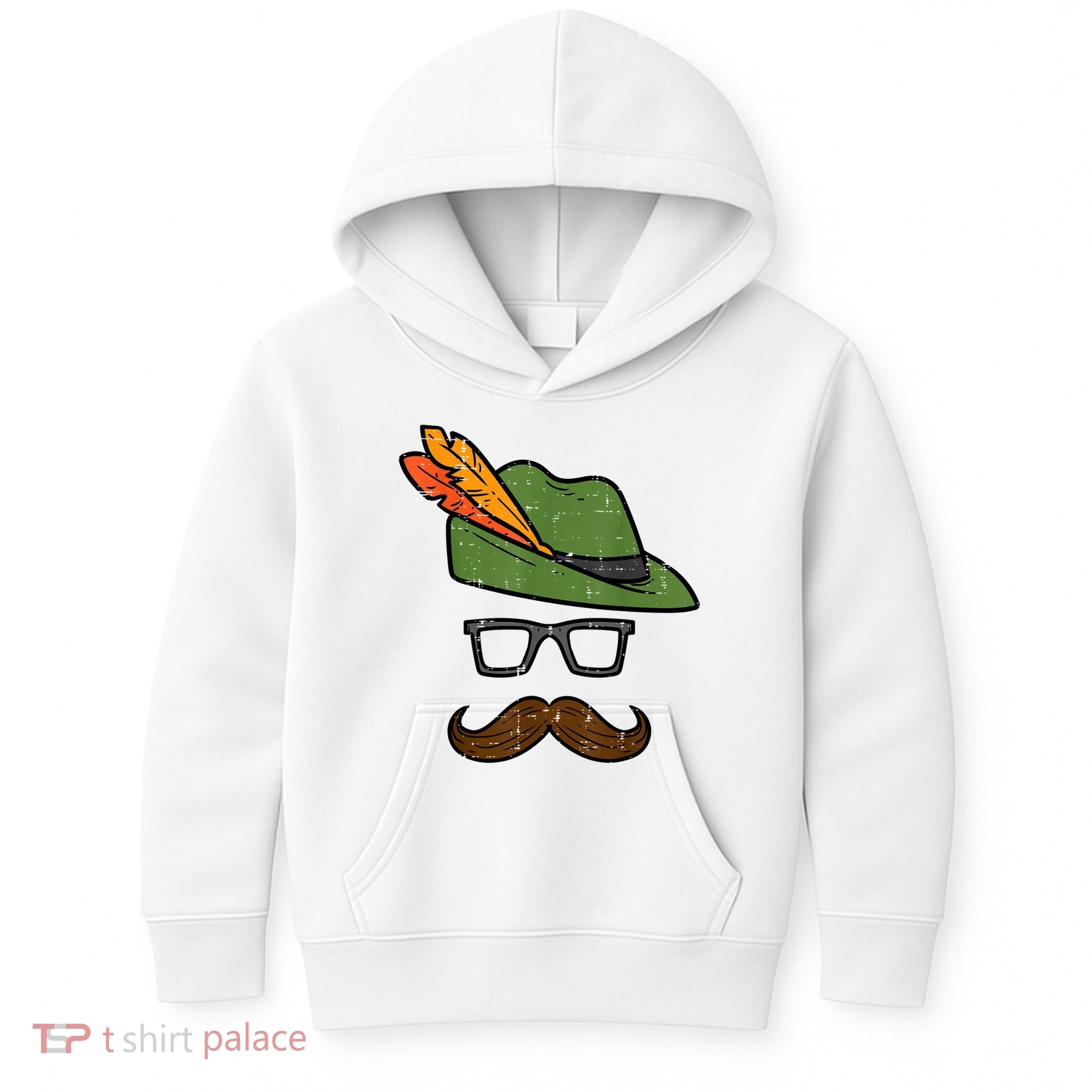 German Hat Mustache Costume Bavarian Oktoberfest Kids Hoodie
