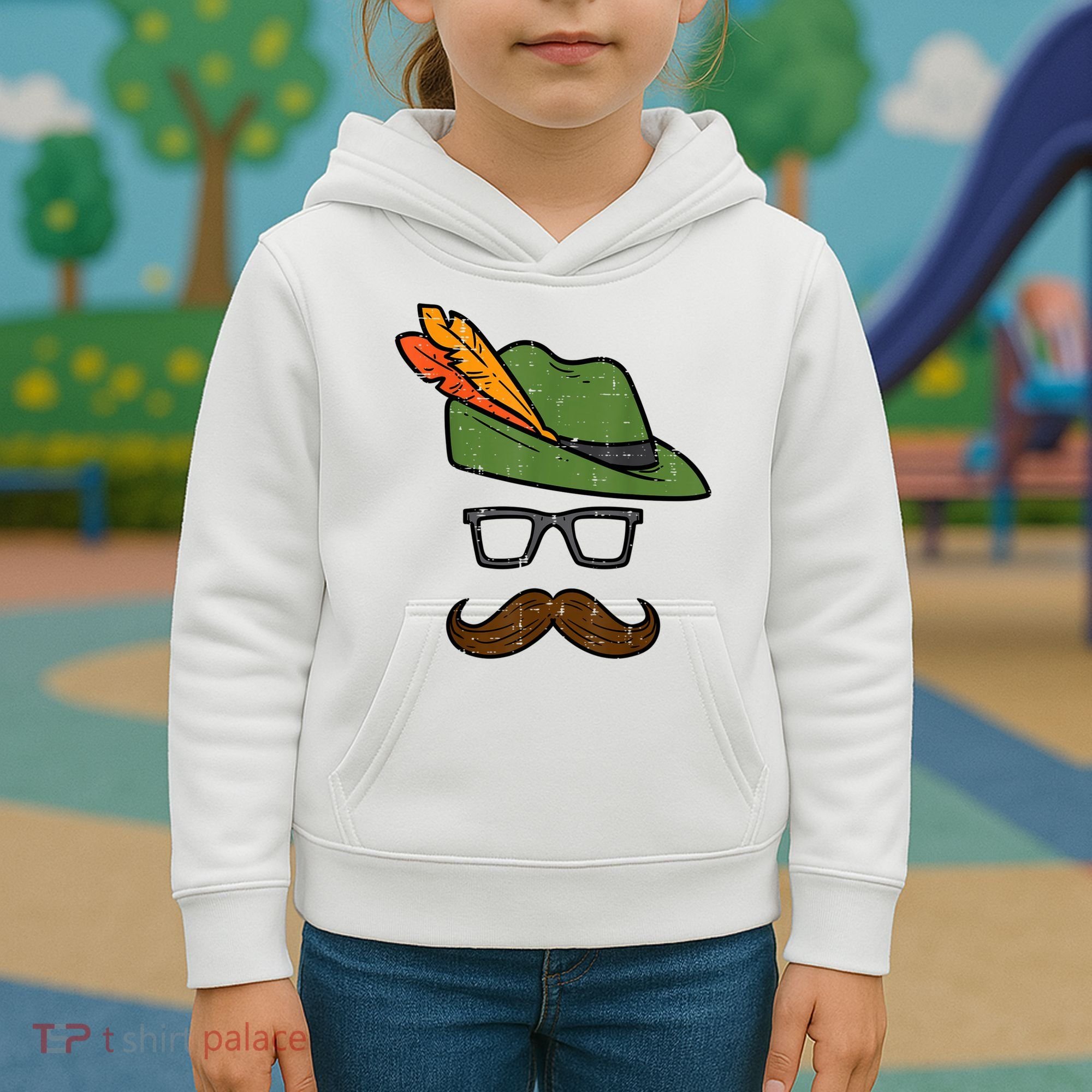 German Hat Mustache Costume Bavarian Oktoberfest Kids Hoodie