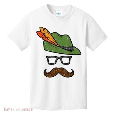 German Hat Mustache Costume Bavarian Oktoberfest Kids T-Shirt