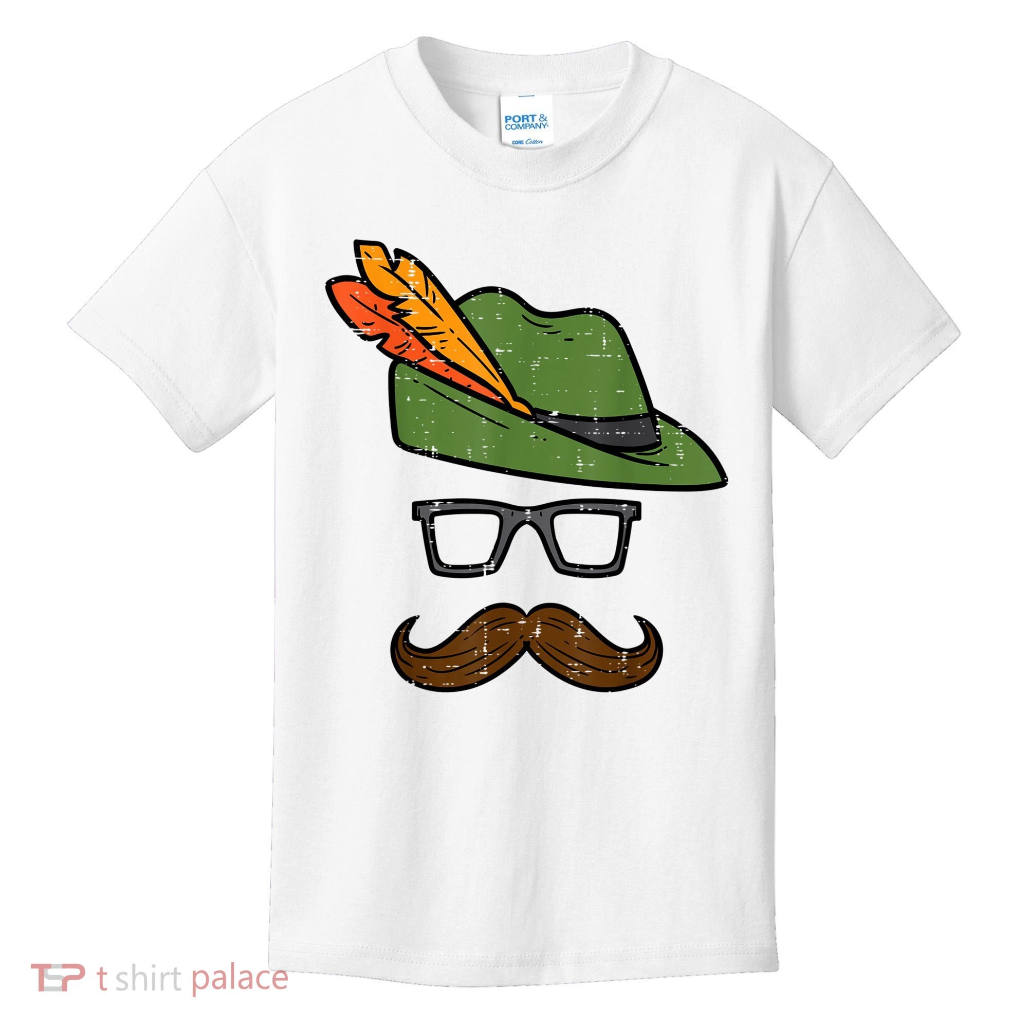 German Hat Mustache Costume Bavarian Oktoberfest Kids T-Shirt
