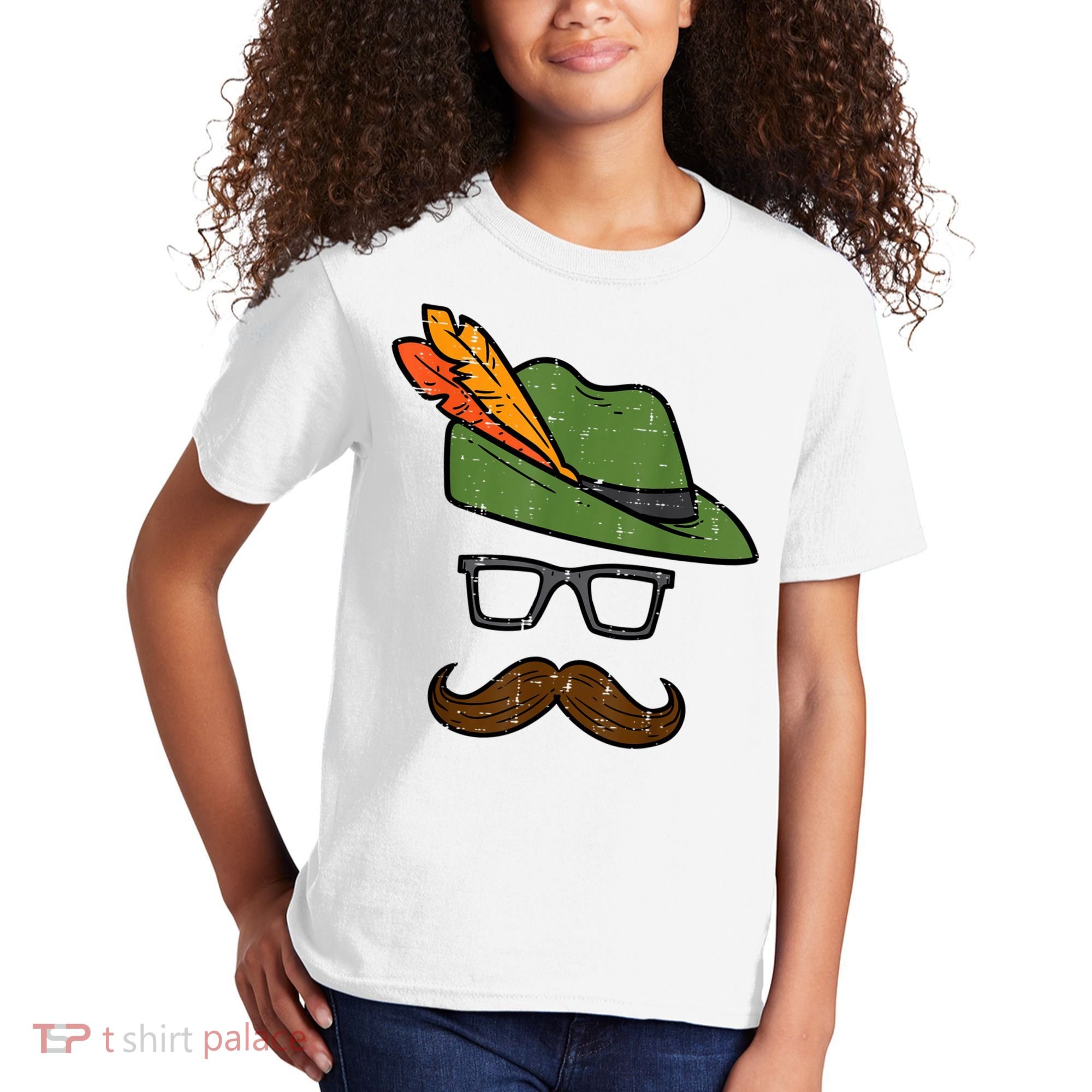 German Hat Mustache Costume Bavarian Oktoberfest Kids T-Shirt