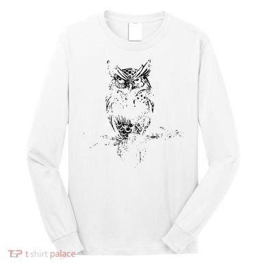 Great Horned Owl Distressed Design Long Sleeve Shirt