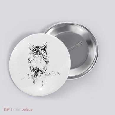 Great Horned Owl Distressed Design Button