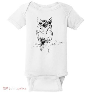 Great Horned Owl Distressed Design Baby Bodysuit