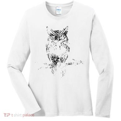 Great Horned Owl Distressed Design Women's Long Sleeve Shirt
