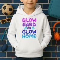 Glow Hard Or Glow Home Party Kids Hoodie thumb 2