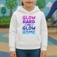 Glow Hard Or Glow Home Party Kids Hoodie thumb 3