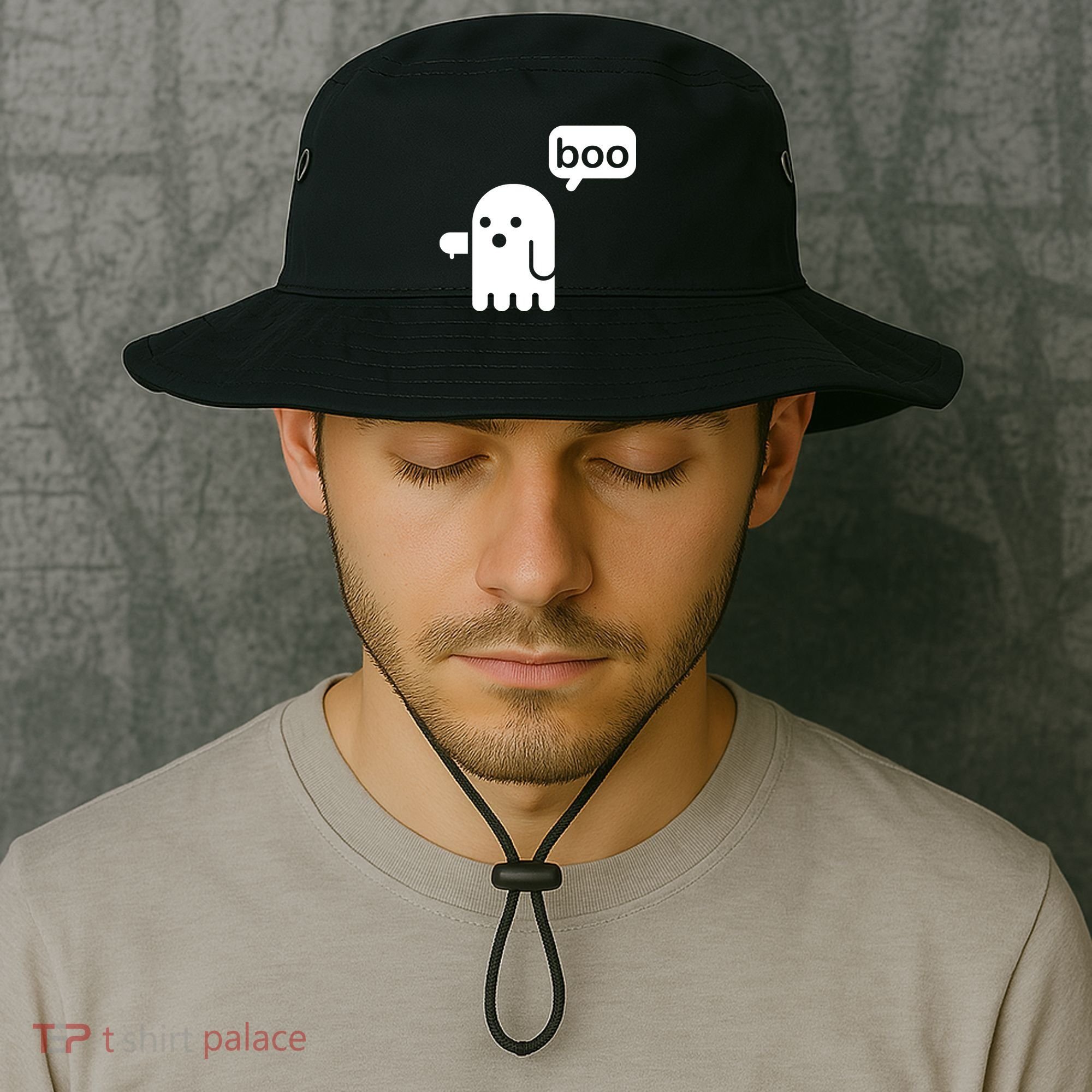Ghost Boo Thumbs Down Bucket Hat