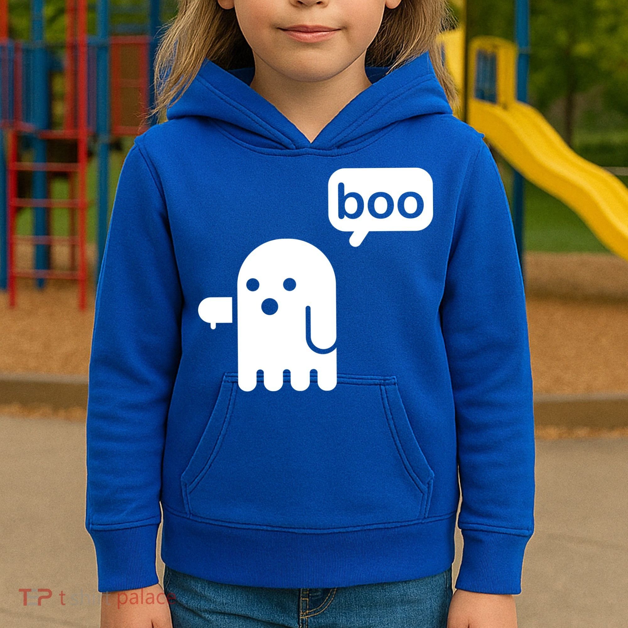 Ghost Boo Thumbs Down Kids Hoodie