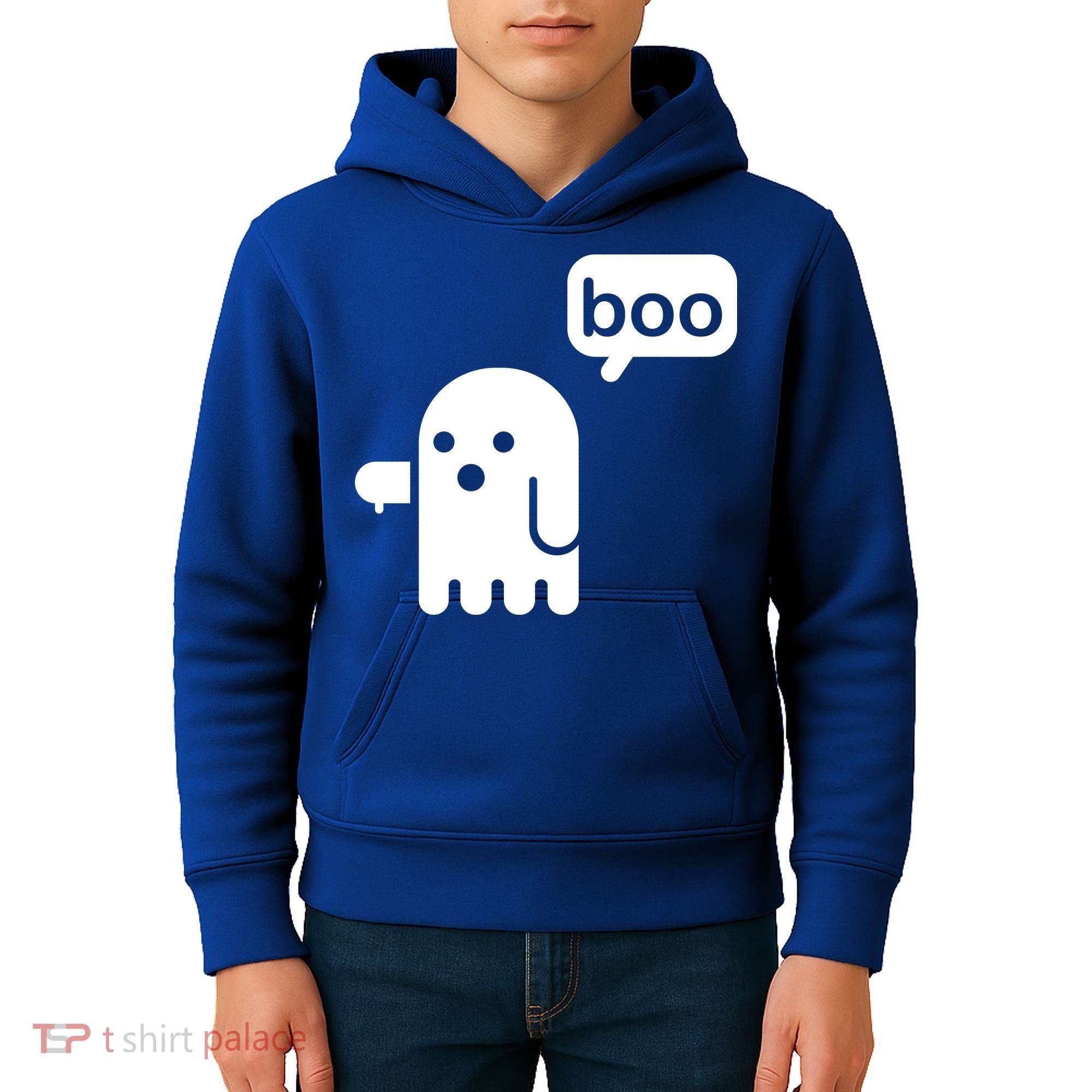 Ghost Boo Thumbs Down Kids Hoodie