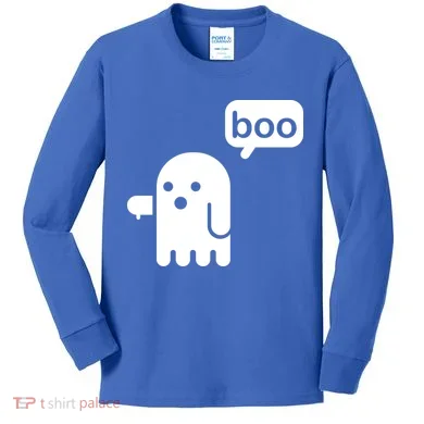 Ghost Boo Thumbs Down Kids Long Sleeve Shirt