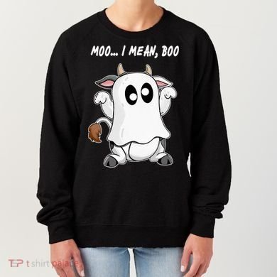 Ghost Cow Moo I Mean Bo Funny Halloween Women's Sweatshirt