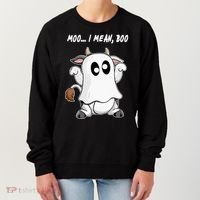 Ghost Cow Moo I Mean Bo Funny Halloween Women's Sweatshirt thumb 0