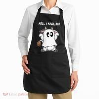 Ghost Cow Moo I Mean Bo Funny Halloween Apron thumb 2