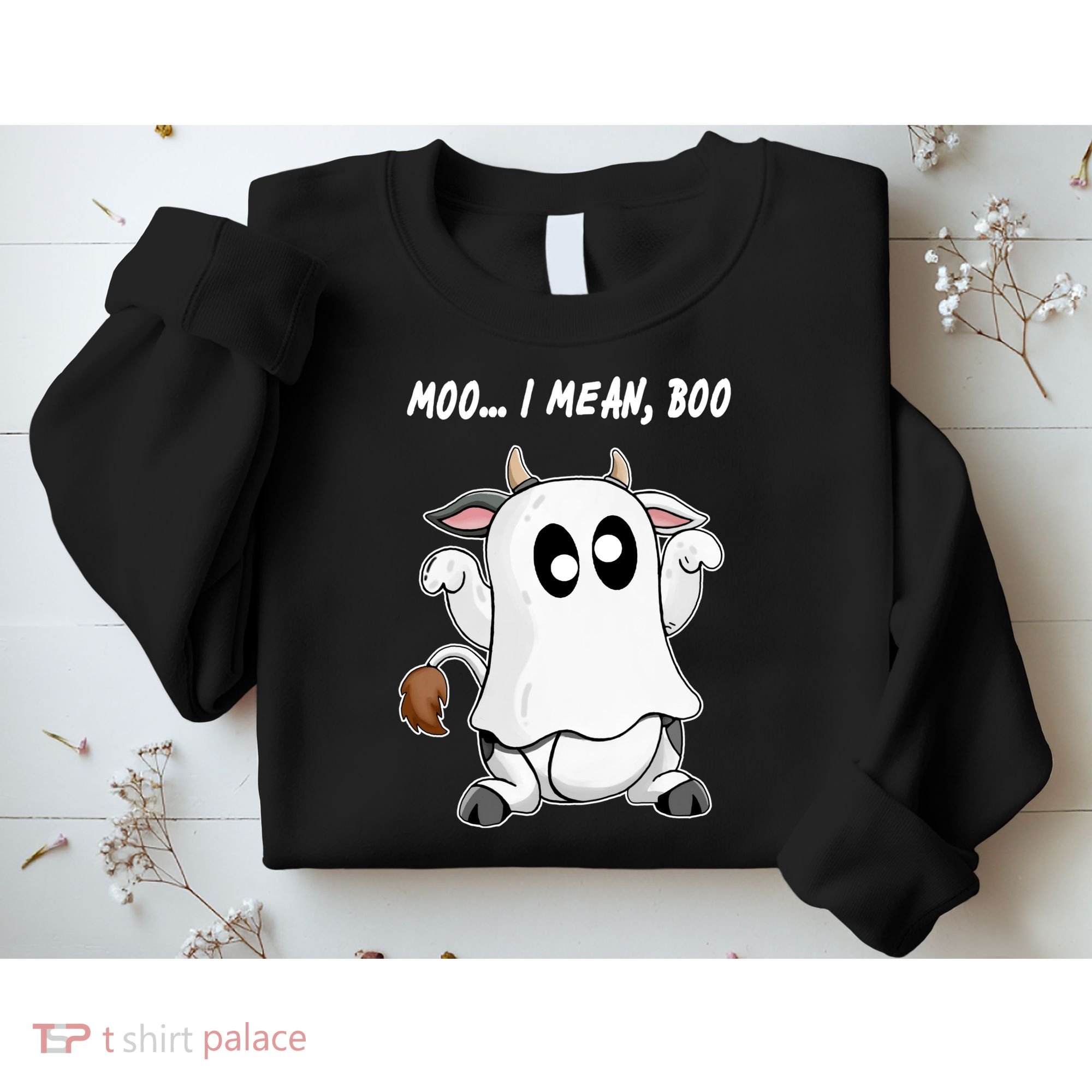 Ghost Cow Moo I Mean Bo Funny Halloween Sweatshirt