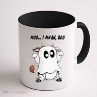 Ghost Cow Moo I Mean Bo Funny Halloween Coffee Mug thumb 1