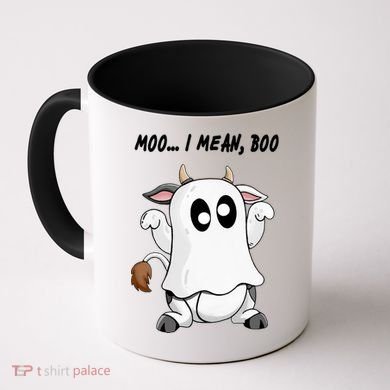 Ghost Cow Moo I Mean Bo Funny Halloween Coffee Mug