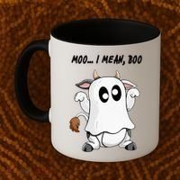 Ghost Cow Moo I Mean Bo Funny Halloween Coffee Mug thumb 2