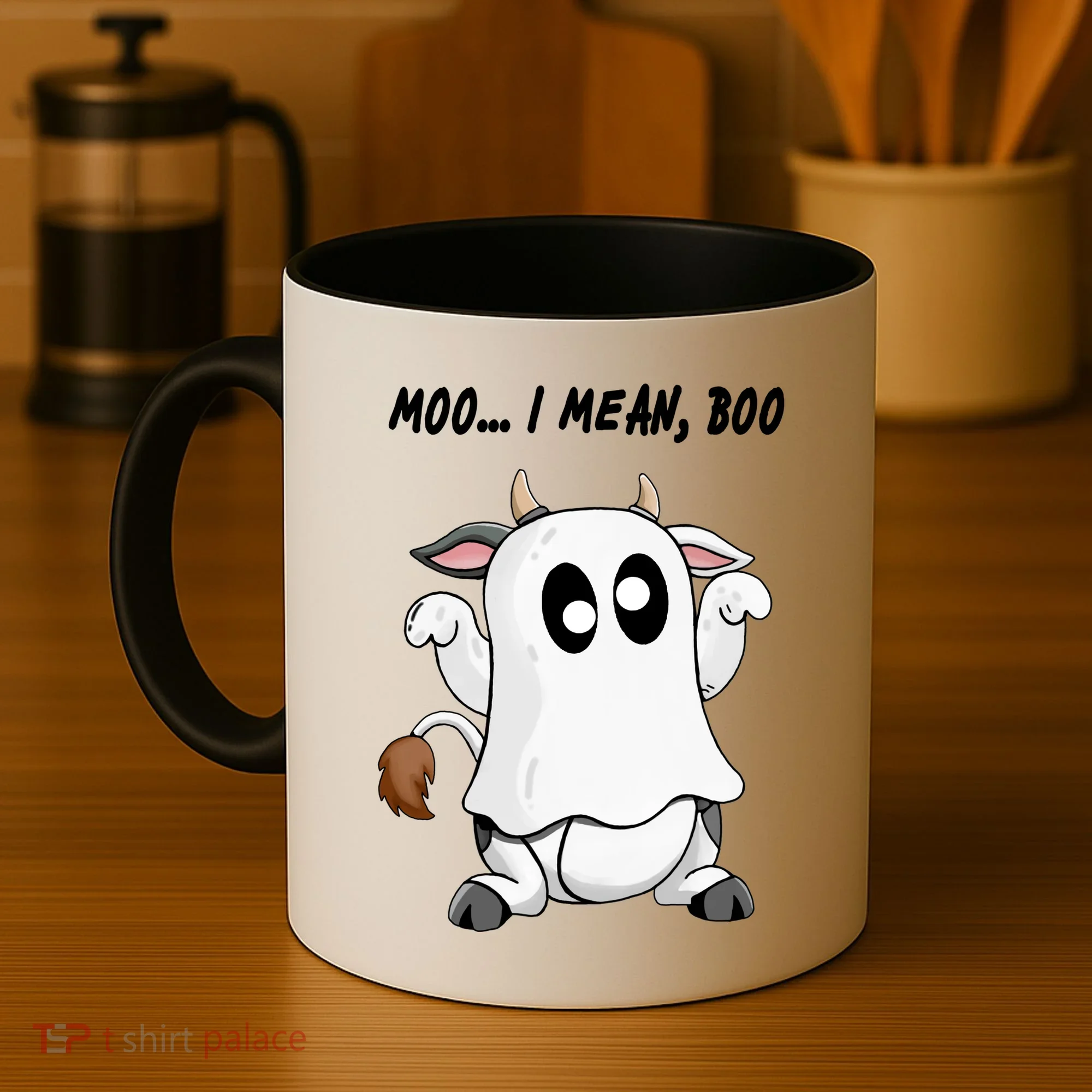 Ghost Cow Moo I Mean Bo Funny Halloween Coffee Mug