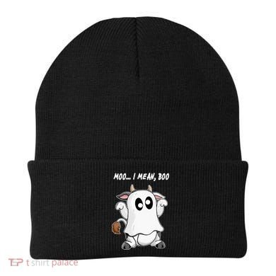 Ghost Cow Moo I Mean Bo Funny Halloween Beanie