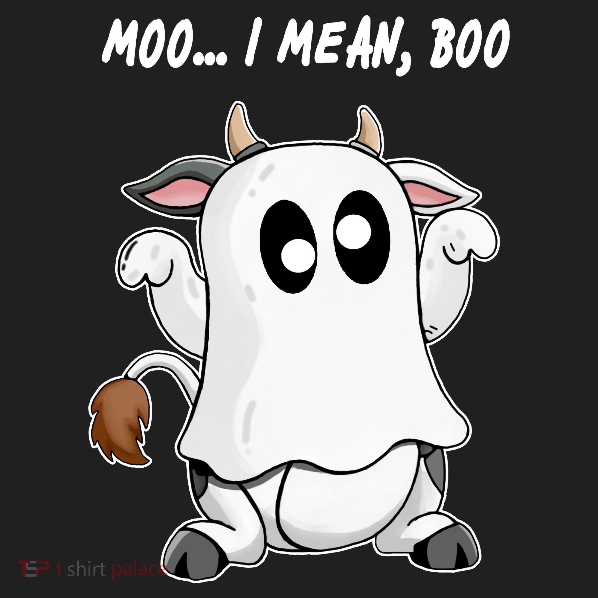 Ghost Cow Moo I Mean Bo Funny Halloween Beanie