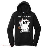 Ghost Cow Moo I Mean Bo Funny Halloween Women's Hoodie thumb 0