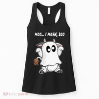Ghost Cow Moo I Mean Bo Funny Halloween Women's Tank Top thumb 0