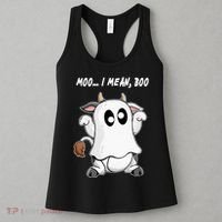 Ghost Cow Moo I Mean Bo Funny Halloween Women's Tank Top thumb 3