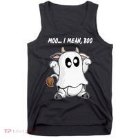 Ghost Cow Moo I Mean Bo Funny Halloween Tank Top thumb 0