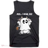 Ghost Cow Moo I Mean Bo Funny Halloween Tank Top thumb 0