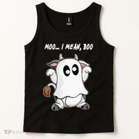 Ghost Cow Moo I Mean Bo Funny Halloween Tank Top thumb 2