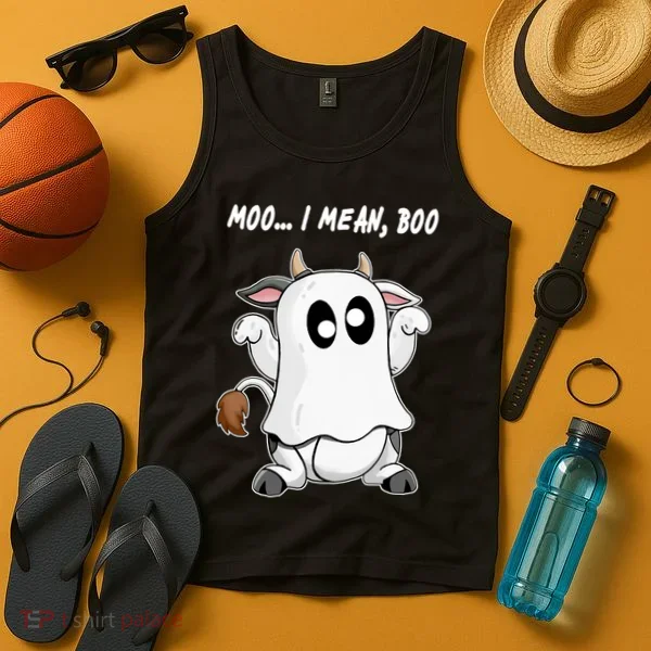 Ghost Cow Moo I Mean Bo Funny Halloween Tank Top