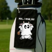Ghost Cow Moo I Mean Bo Funny Halloween Golf Towel thumb 2